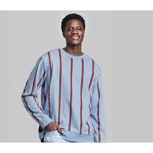 Original Use Men's Blue Stripe Colorful Regular Fit Crewneck Sweatshirt Med NWT